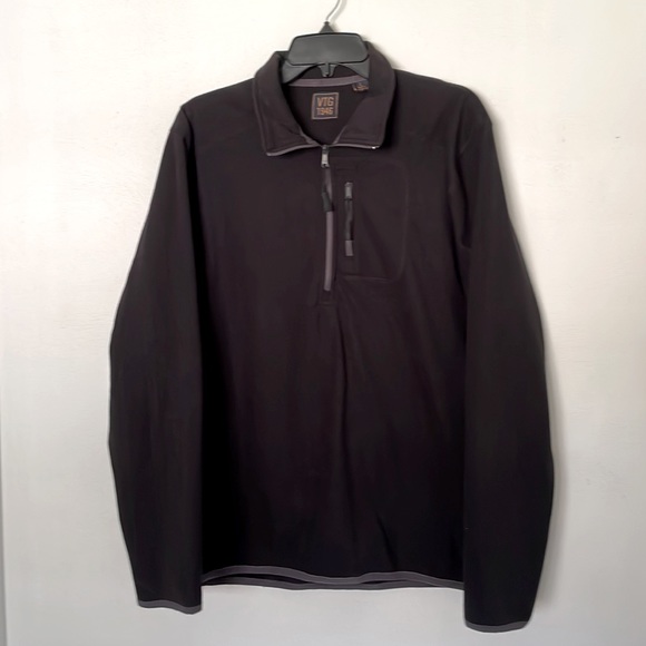 VTG 1946 Half Zip Fleece Pullover Black Sz Lrg - Picture 1 of 6